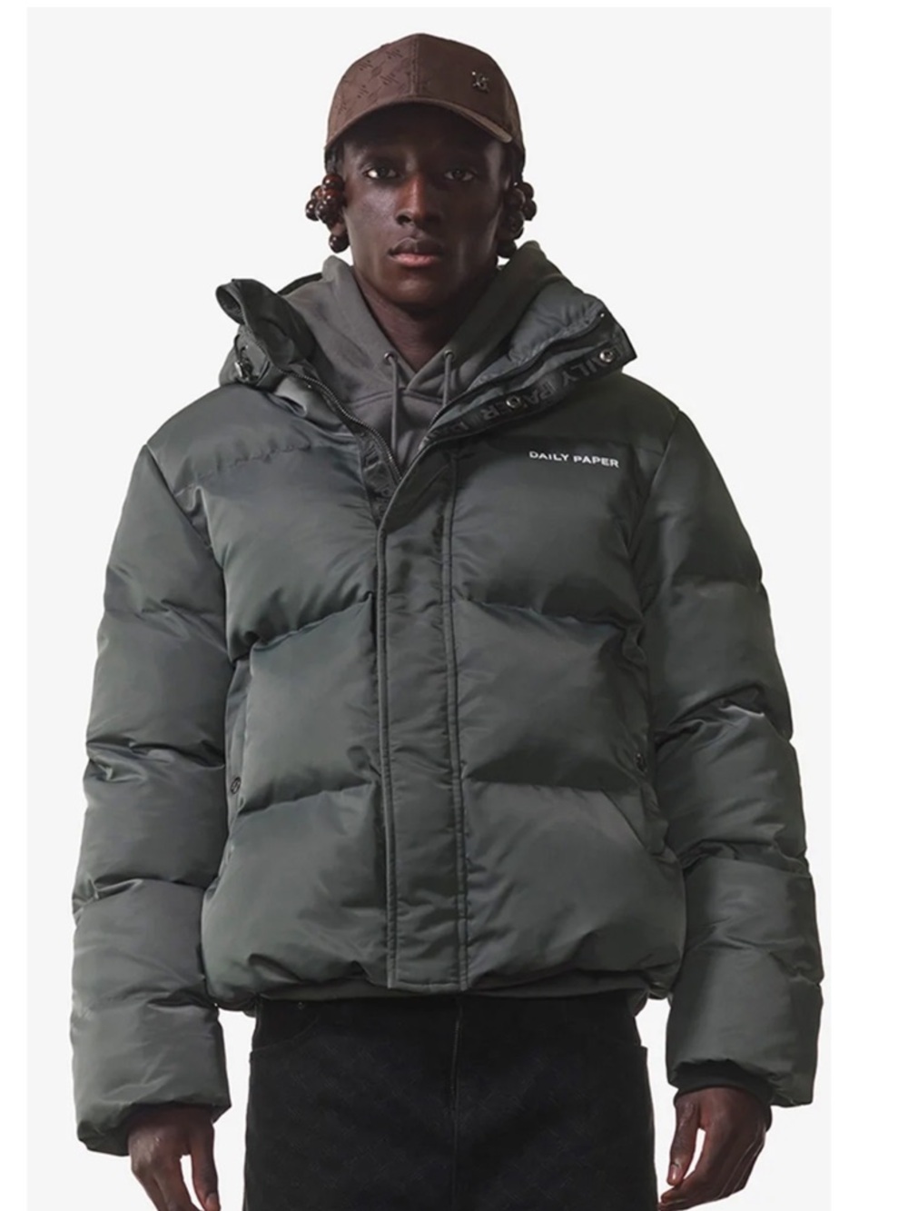 Daily Paper Epuffa Chic Green Green Puffer Jacket with Hood